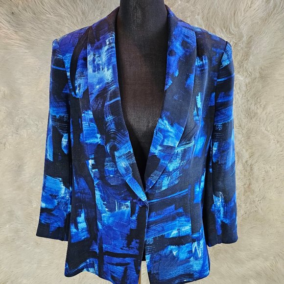 Guess Women's Blue and Black Blazer Siz L - Picture 1 of 8